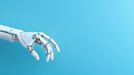 3d rendering robot hand on blue background with copy space for textの素材