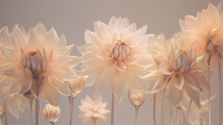 Beautiful dahlia flowers. Floral background. 3d renderの素材