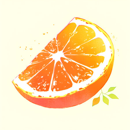 Watercolor illustration of orange slice isolated on white background. Hand drawn illustration.の素材