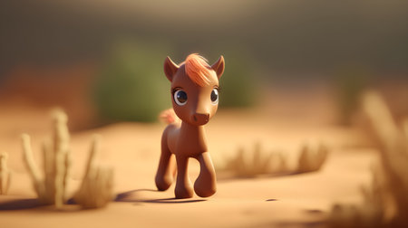 Horse in the desert. 3d rendering, 3d illustration.の素材
