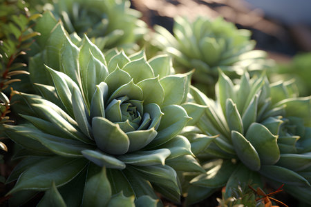 Beautiful succulent plants in botanical garden. Close up.の素材