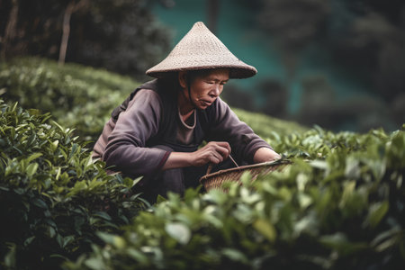 Tea Plantation at Chiang Rai Province in North Thailand, Asiaの素材