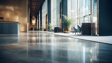 Luxury lobby of a modern hotel. 3d rendering mock up toned imageの素材