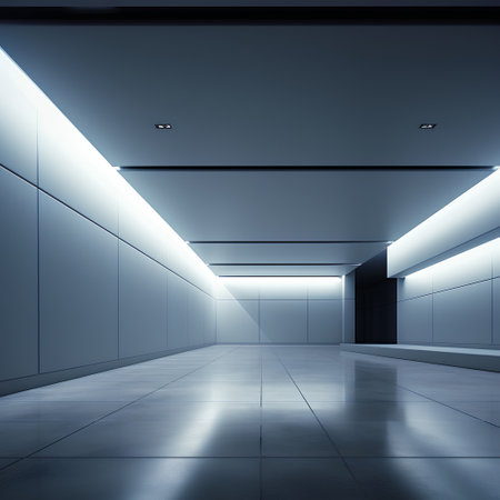 Interior of empty room with white walls and floor. 3d renderingの素材