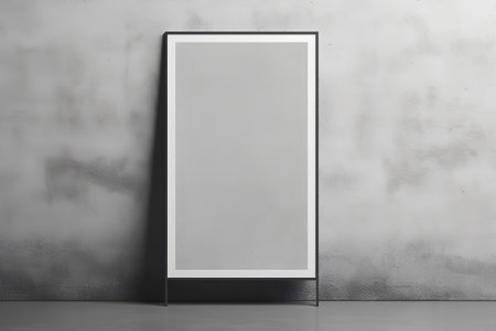 Blank black vertical poster stand on concrete wall. 3d renderの素材