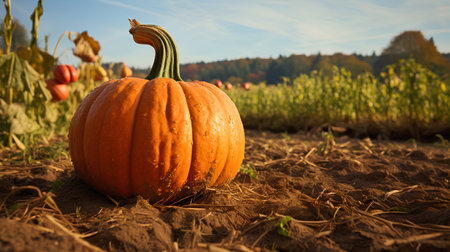 Pumpkin on the field in autumn. Harvesting time.の素材
