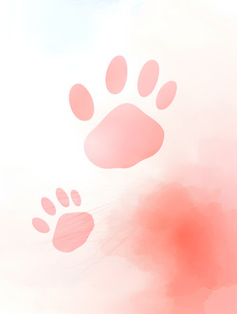 Paw Prints on Watercolor Background. Vector Illustration.の素材