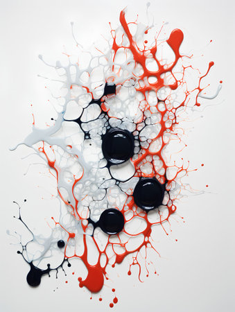 Abstract background with splashes and drops of paint. Vector illustration.の素材