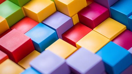 abstract background of multicolored cubes in the form of a squareの素材