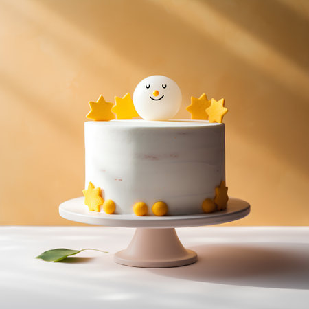 Cake with a smiling snowman on top. 3d renderingの素材