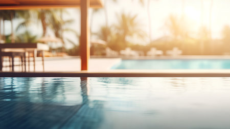 Swimming Pool And Terrace Of The Blur Exterior Backgroundの素材