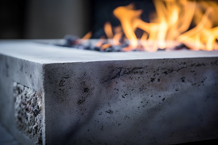 Fire in the fireplace, close-up. Shallow depth of fieldの素材
