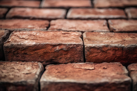 Old brick wall background. Selective focus. Shallow depth of fieldの素材