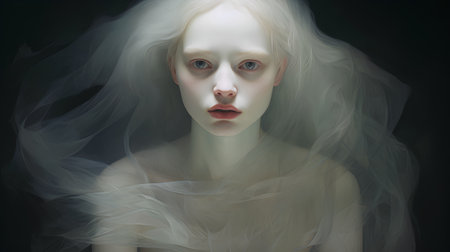 Fantasy portrait of a woman with white veil on her head.の素材