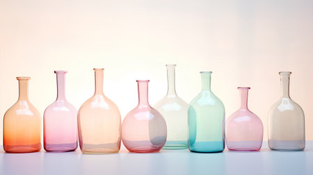 Colorful glass vases on a white background. 3d renderingの素材