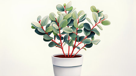 Eucalyptus plant in a pot isolated on white backgroundの素材