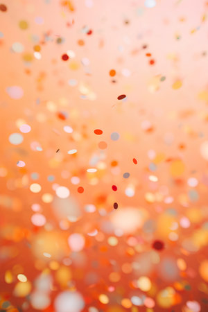 Abstract background with bokeh defocused lights and falling confettiの素材