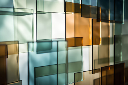 Abstract background with glass rectangles. 3d illustration. Toned.の素材
