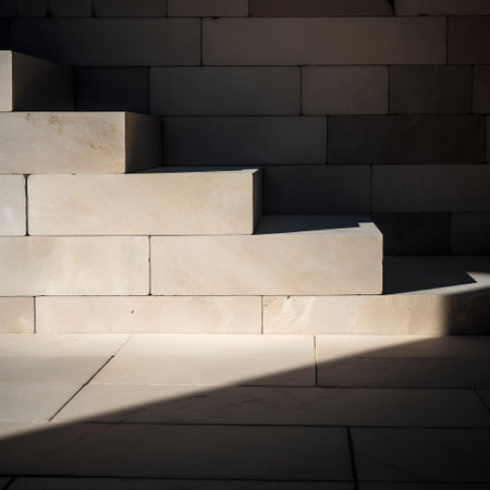 Modern stone stairs with shadow. Mock up, 3D Renderingの素材
