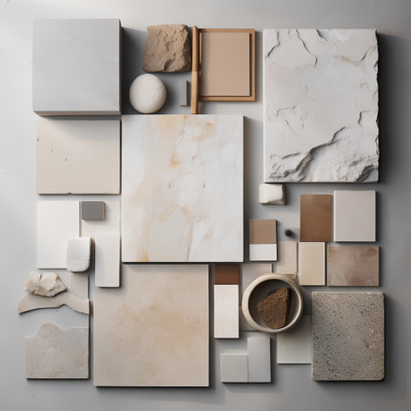 Collage of various marble textures and backgrounds. 3d render.の素材
