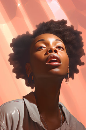 Portrait of a beautiful african american woman with afro hairstyleの素材