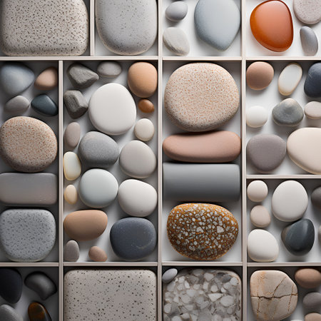 3d illustration of a collage of different pebbles.の素材