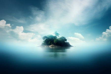 Beautiful seascape with island in the sea. Nature composition.の素材