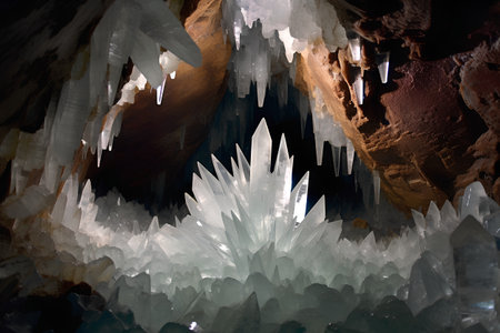 Stalactites and stalagmites in the ice caveの素材