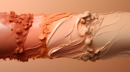 Beautiful makeup samples on a orange background. 3d rendering.の素材