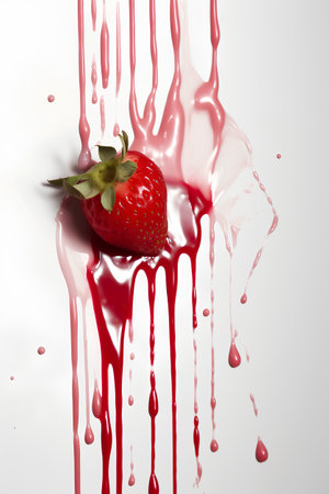 strawberry dripping isolated on a white background. 3d renderingの素材