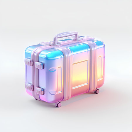3d rendering of a pink suitcase isolated on a white background.の素材
