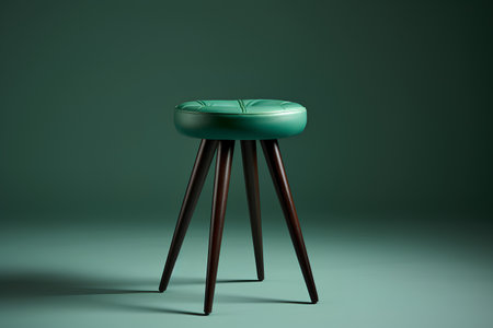 Green bar stool on dark green background. 3d render illustration.の素材