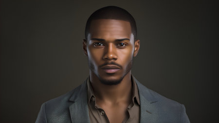 Portrait of a handsome african american man on dark backgroundの素材