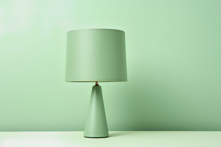 3d rendering of a green lamp on a pastel green backgroundの素材