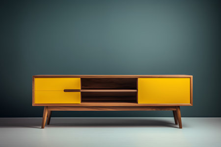 Wooden chest of drawers in the interior. 3d renderingの素材