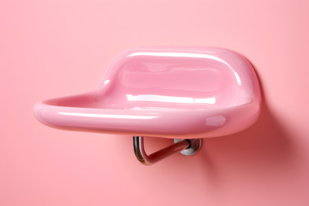 Pink bathtub hanging on a wall. 3d rendering illustration.の素材