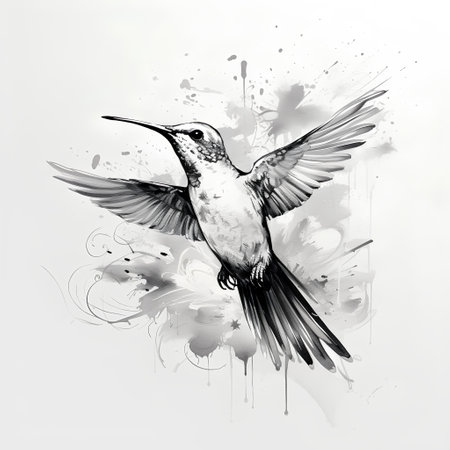 Hummingbird vector illustration. Hand drawn hummingbird on white background.の素材