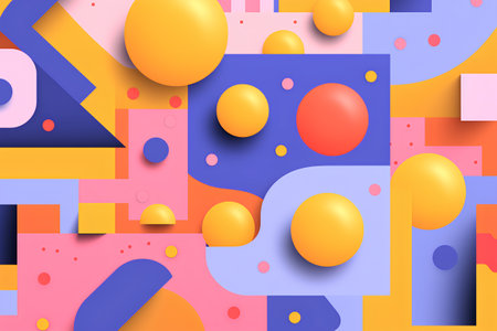 Seamless pattern with 3d geometric shapes. Vector illustration.の素材