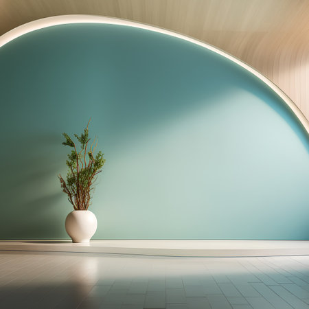 3d render of a modern interior with a plant in a vaseの素材