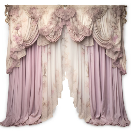 curtains. interior decoration. vintage window. 3d renderの素材