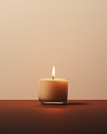 Burning candle in a glass candlestick. Vector illustration.の素材