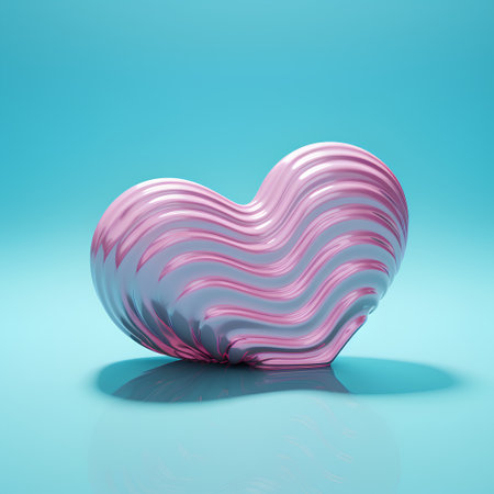 Pink heart on blue background. 3d illustration. 3D rendering.の素材
