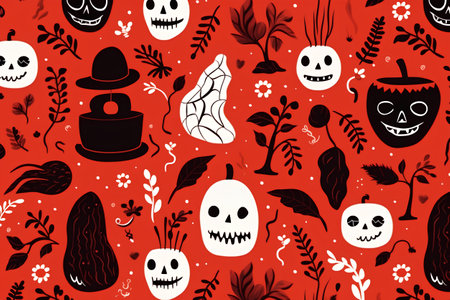 Seamless pattern with cute halloween elements. Vector illustration.の素材