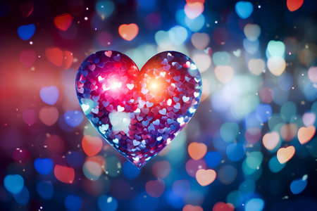 Valentine's day background with heart and bokeh lightsの素材