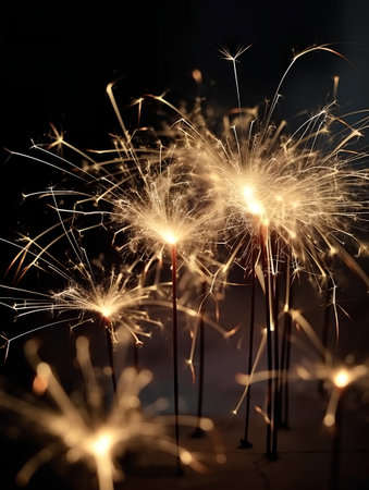 sparkler on a black background close-up, shallow dofの素材