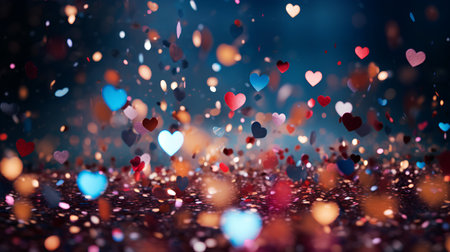 Heart bokeh background. Valentine's day concept. 3D Renderingの素材