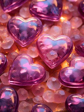 Valentines day background with hearts and bokeh effect.の素材