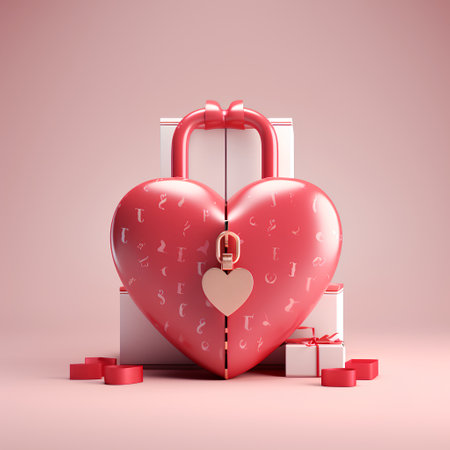 Valentine's Day background with gift boxes and heart. 3d renderingの素材