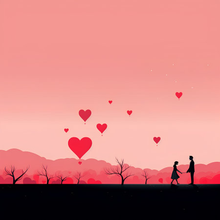 Valentine's day background with romantic couple in love. Vector illustration.の素材