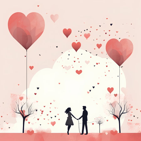 Valentine's day background. Couple in love holding hands. Vector illustration.の素材